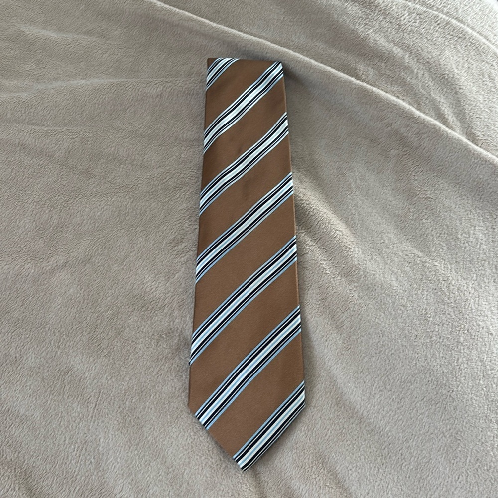 Canali- TIE- BROW BABY BLIE AND NAVY BLUE WITH WHITE- HAPPY POSHING